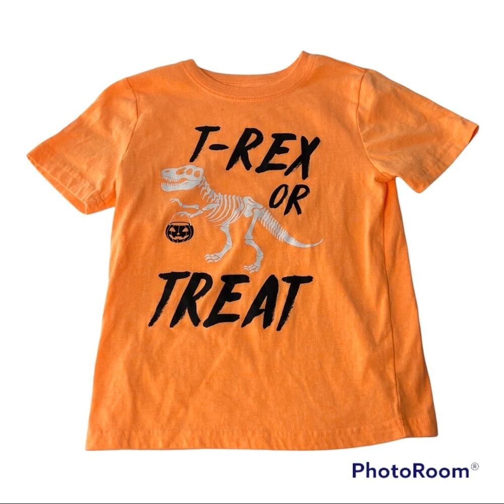 City Streets Size XS 6/7Orange Halloween Trex Trick‎ or Treat Shirt